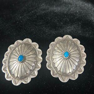 Vintage Sterling Silver and Turquoise Clip On Earring
